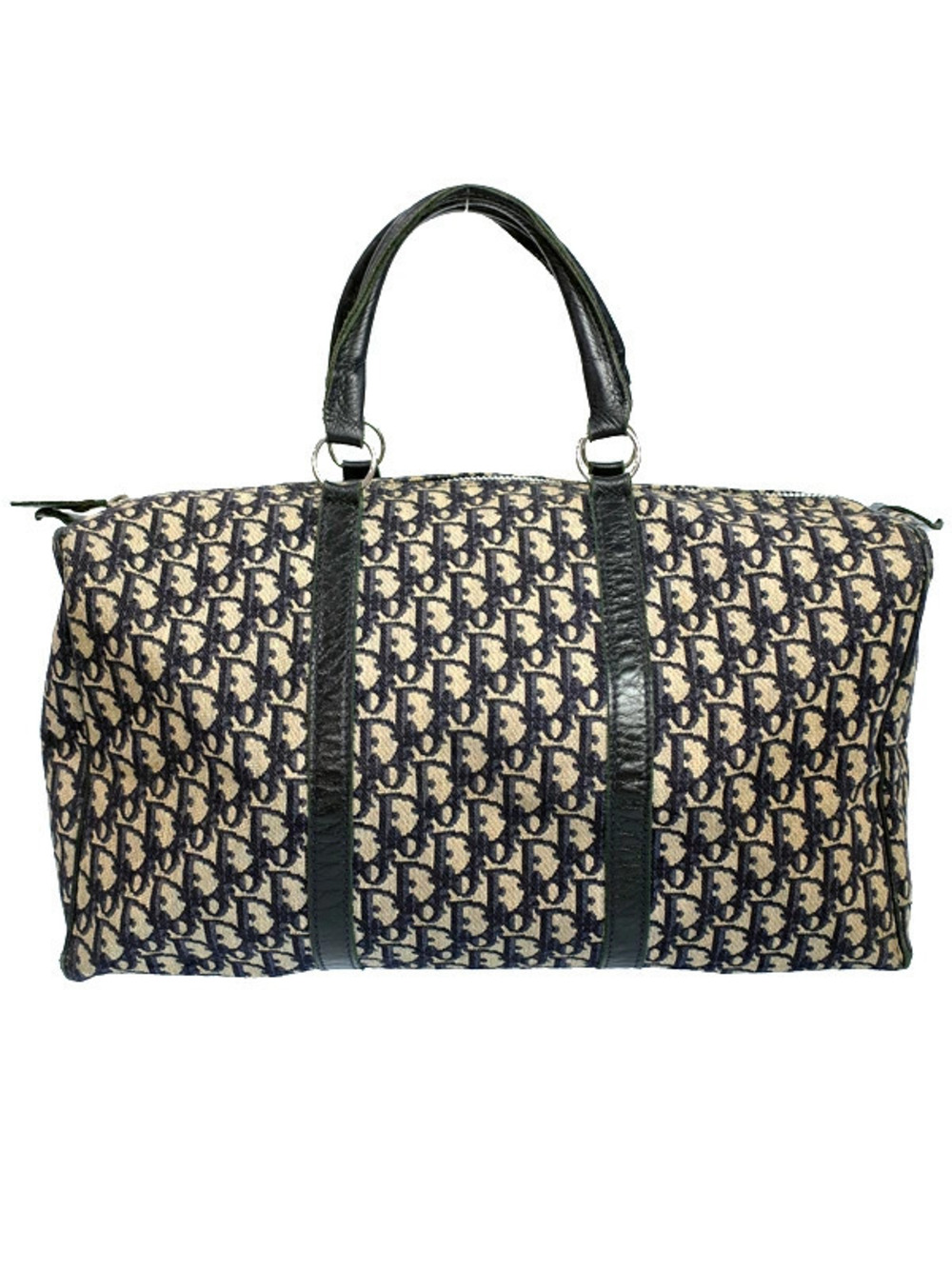 Christian Dior Boston bag navy blue Beige Cream Oblique Trotter black leather
